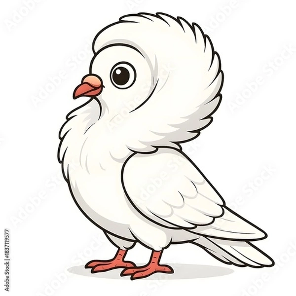 Obraz 자코뱅비둘기, 좌측면, 애니메이션 아트, jpeg (Jacobin, left side view, animation art, jpeg)