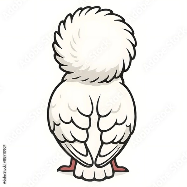 Obraz 자코뱅비둘기, 뒷부분, 애니메이션 아트, jpeg (Jacobin, back view, animation art, jpeg)