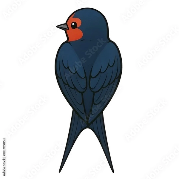 Obraz 제비, 뒷부분, 애니메이션 아트, jpeg (Barn swallow, back view, animation art, jpeg)