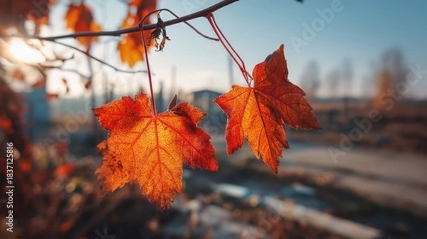 Obraz Autumn leaves close up