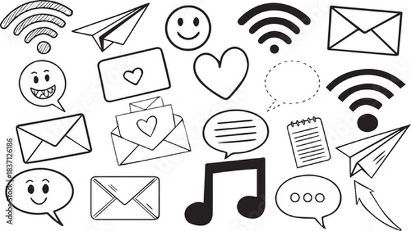 Obraz Communication and mail icon set vector design