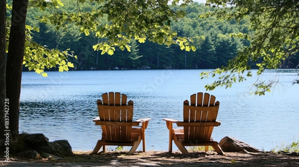 Fototapeta The peaceful sounds of nature surround you as you sit by the lake. What activities do you enjoy most in such a tranquil setting, away from the busyness of life?