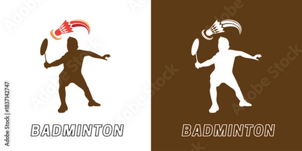 Obraz Dynamic Badminton Silhouette Logo Action Athlete Vector