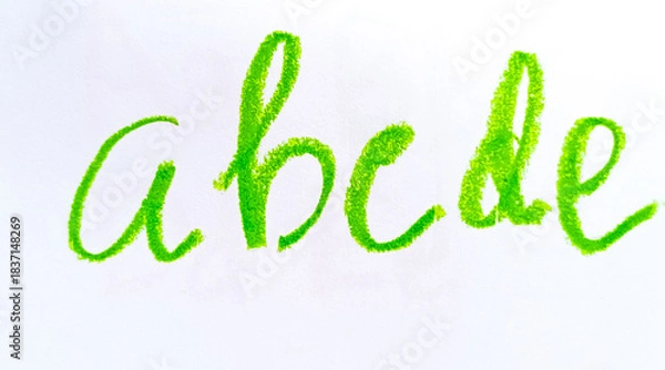 Fototapeta Crayon alphabet isolated over white background, Letters abcd. Colorful hand drawing crayon texture