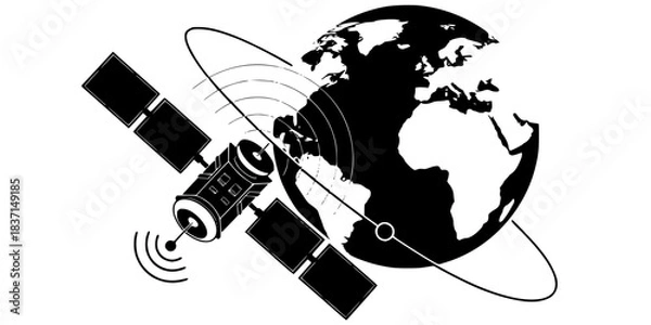 Obraz Satellite Mega-Constellation Orbit Vector Silhouette