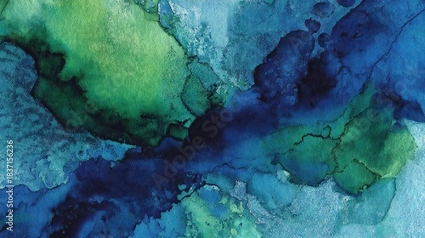 Obraz Watercolor Abstract Ocean Blue Green Texture Art Background
