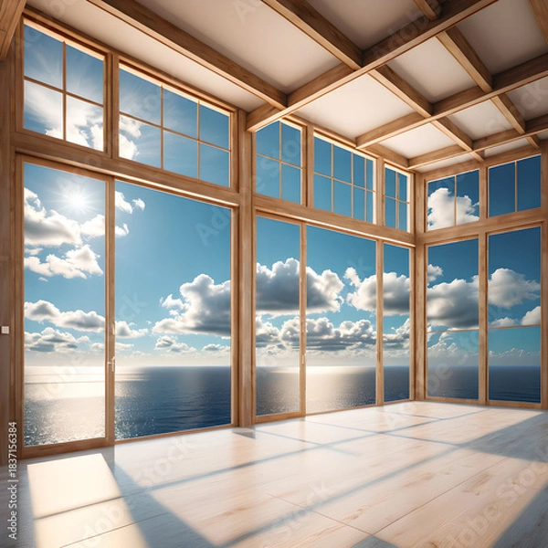 Fototapeta Stunning Coastal View from a Bright Room