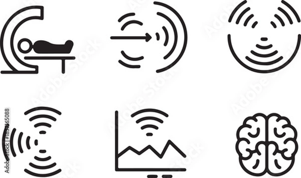 Obraz MRI and Brain Scan Icons, Medical Imaging Line Art Set for Healthcare and Diagnostics