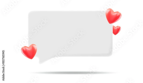 Obraz Vector blank speech bubble with hearts isolated on white background. Concept of Valentine's Day.