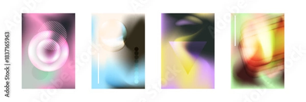 Obraz Vector set of modern gradient poster cards with abstract aesthetic isolated on white background.