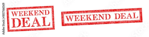 Obraz Vector red rubber stamp text Weekend Deal isolated on the white background.