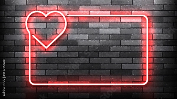 Obraz Vector neon frame with a heart isolated on wall background. Concept of Valentine's Day and love.