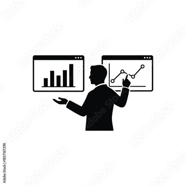 Obraz Business Analysis Comparing Two Graphs. Data Comparison Side by Side Charts. Performance Metrics Graph Comparison.