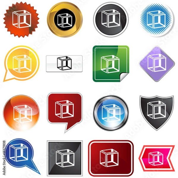 Fototapeta Geometry Cube Icon Set