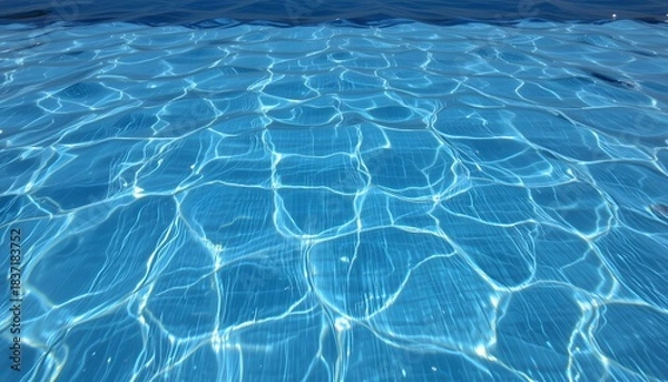 Fototapeta Crystal Clear Water Surface with Gentle Ripples and Reflections Under Bright Natural Light