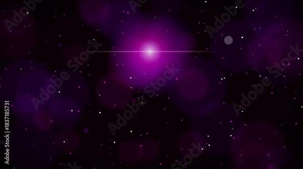 Fototapeta Purple Cosmic Bokeh Background with Bright Lens Flare Effect