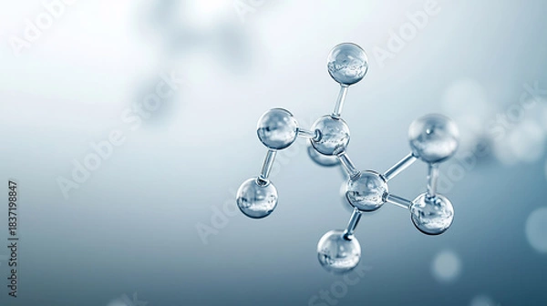 Fototapeta Close-up of the microstructure of water molecules and bubbles against a blue background