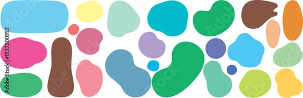 Obraz Assorted Colorful Organic Shapes and Blobs on White Background abstract