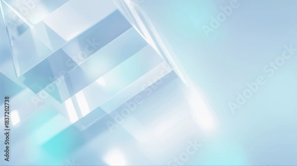 Obraz 青い透明なガラスブロックが重なり合う抽象的な幾何学的背景