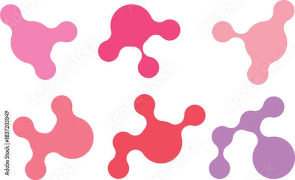 Obraz Six Abstract Organic Shapes In Pink And Red Hues Keywords: abstract, organic shapes, blobs, pink