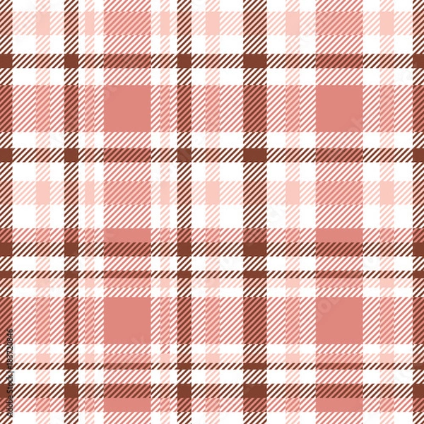 Fototapeta Wzór kratę bez szwu kratę. Tekstura tkaniny w kratkę w pastelowej palecie delikatnej czerwieni, bladego różu, kasztanowego brązu i bieli.