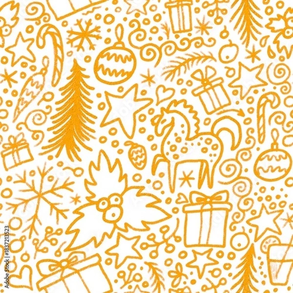 Fototapeta seamless pattern with christmas new year ornament 