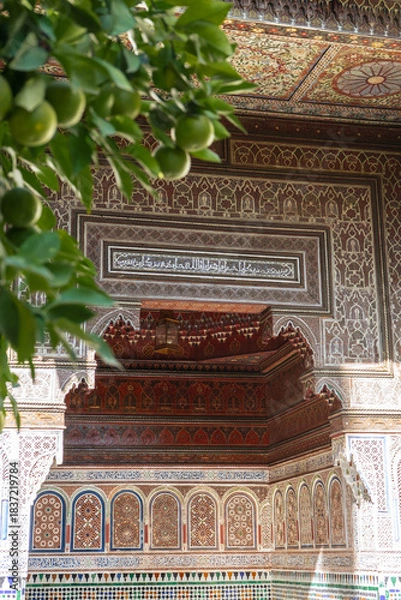 Obraz Palais de la Bahia, son architecture, Marrakech, Maroc