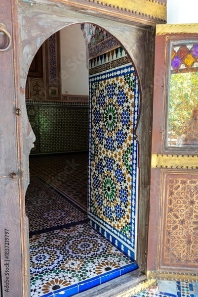Obraz Palais de la Bahia, son architecture, Marrakech, Maroc