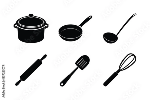 Obraz Cooking Tools vector silhouette bundle