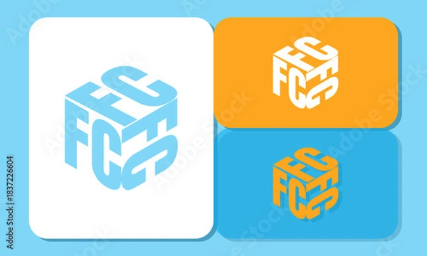 Fototapeta 3D Cube Monogram Logo Design