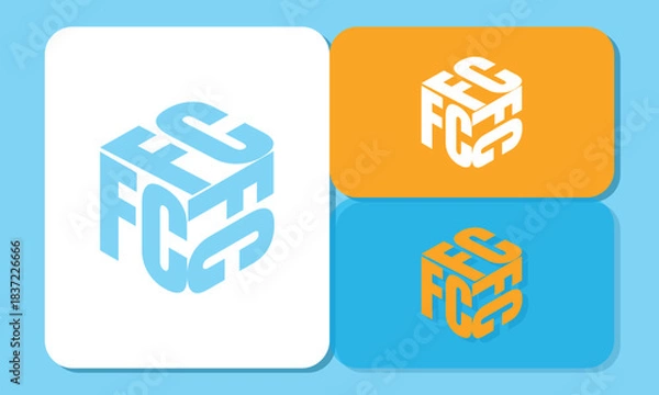 Fototapeta 3D Cube Monogram Logo Design