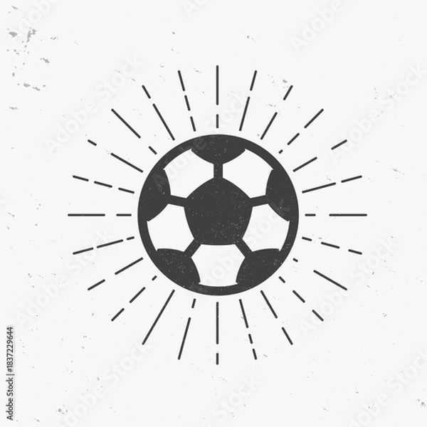 Fototapeta Soccer Ball icon with light rays. Vintage Soccer ball with grunge effect. Vector illustration