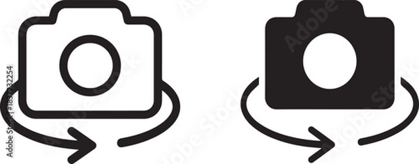 Fototapeta camera, photography, camera icon, silhouette, black and white, minimalist, simple, graphic design, vector illustration