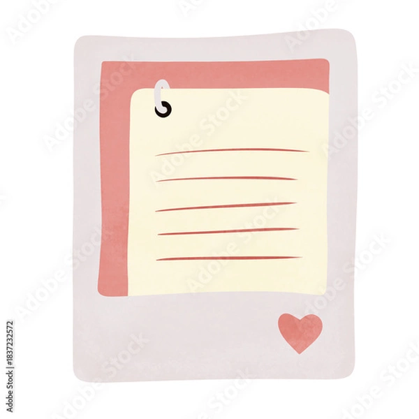 Obraz Cute Minimalist Note Paper With Heart Detail