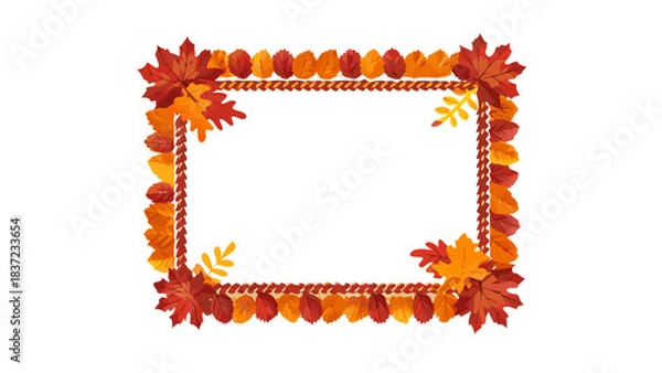 Obraz Autumn-themed rectangular frame with orange leaves