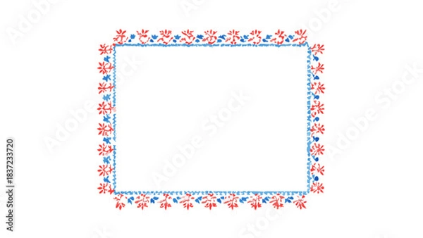 Obraz Rectangular frame with tiny red and blue flowers