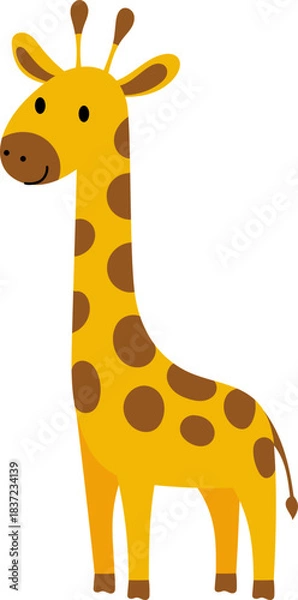 Obraz Tall Cute Giraffe Cartoon Illustration for Children