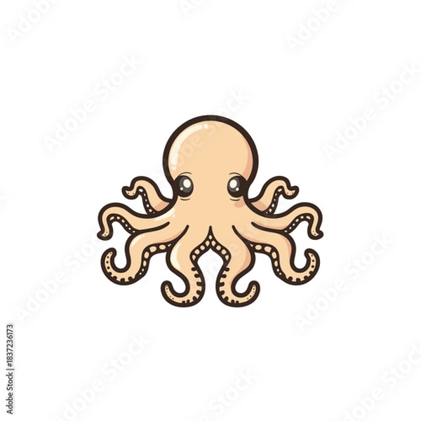 Fototapeta Stylized cartoon octopus with big eyes and a playful expression
