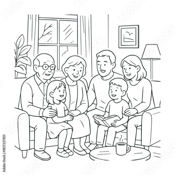 Obraz Happy Family Reading Together
