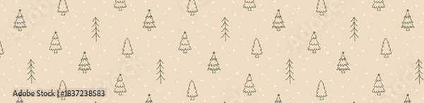 Obraz christmas tree doodle seamless patttern background