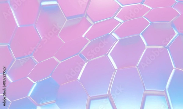 Obraz Abstract vibrant pink and blue glowing hexagonal grid surface