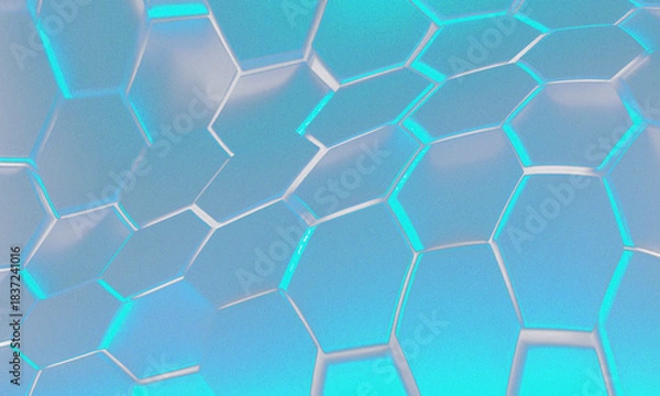 Obraz Abstract blue hexagonal pattern with digital texture transparent background
