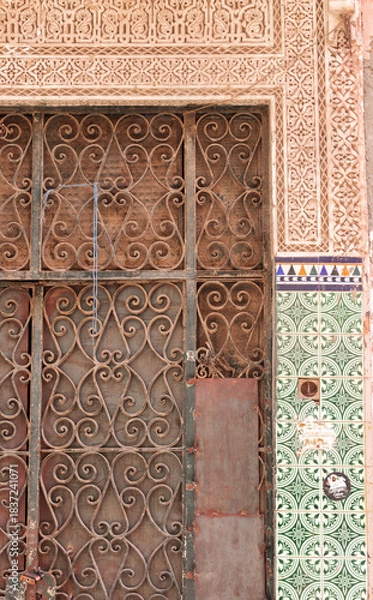 Obraz Architecture, porte dans la Médina, Marrakech, Maroc