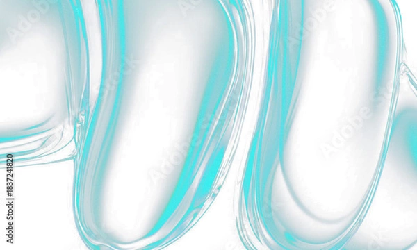 Obraz Dynamic flowing aqua teal abstract liquid lines digital backdrop transparent background