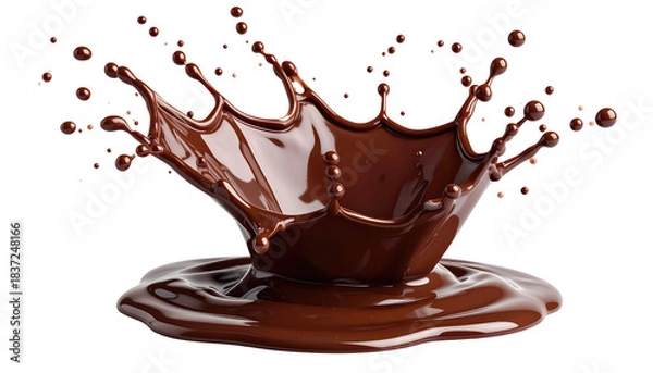 Fototapeta Decadent chocolate splash, rich and flowing, captures a moment of sweet indulgence in a smooth, glossy texture