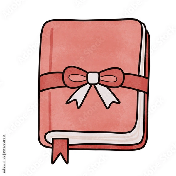 Obraz Cute Illustrated Notebook With Decorative Ribbon Bow