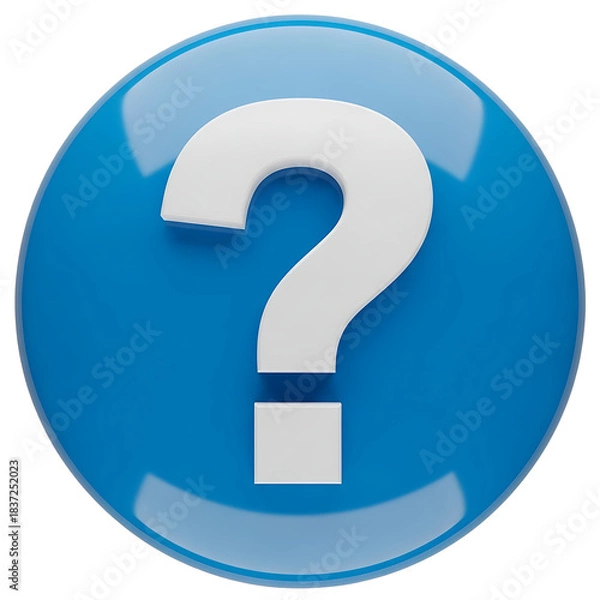 Obraz Bright blue circle with a white question mark icon