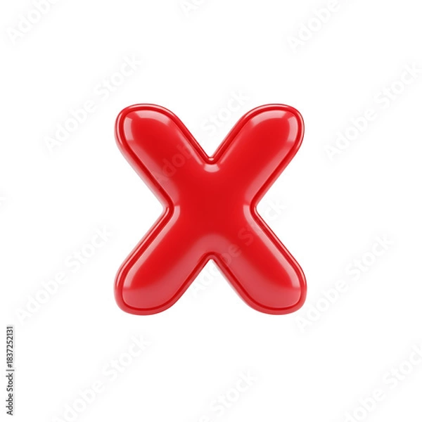 Obraz Glossy red letter x balloon isolated on white background