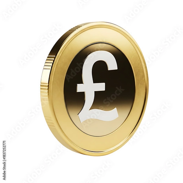 Obraz Golden coin with pound sterling symbol