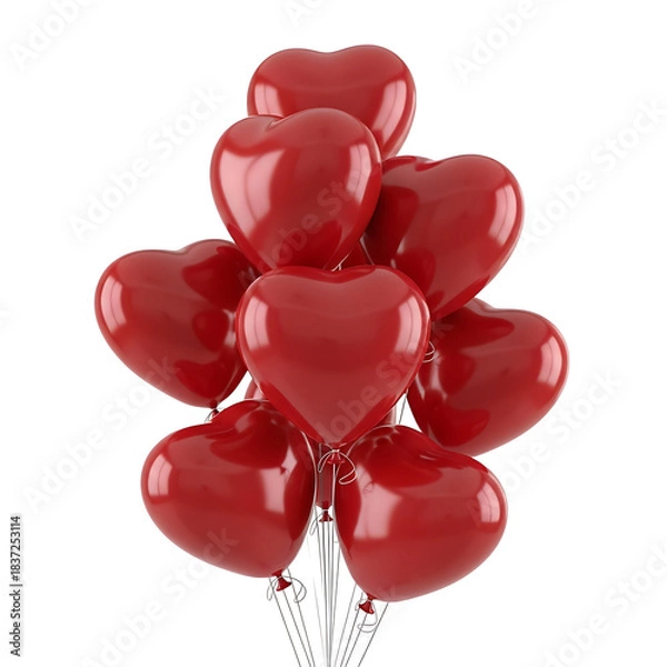 Obraz A bunch of shiny red heart shaped balloons